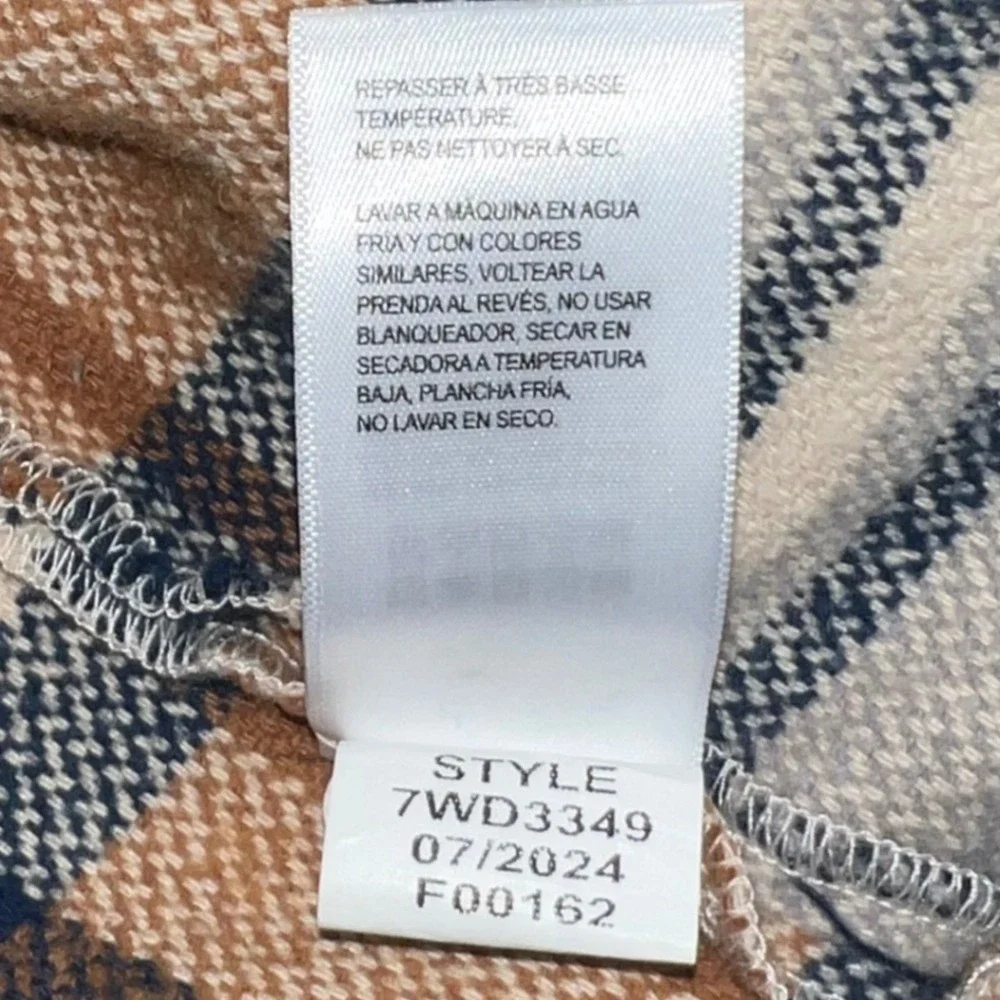 NWT Lucky Brand Plaid Shirt Jacket Shacket Tan‎ Navy Blue Mens Large 7WD3349